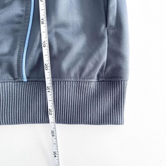 Adidas Men's Full Zip Three Striped Bomber Jacket Blue Gray Small - Picture 6 of 7